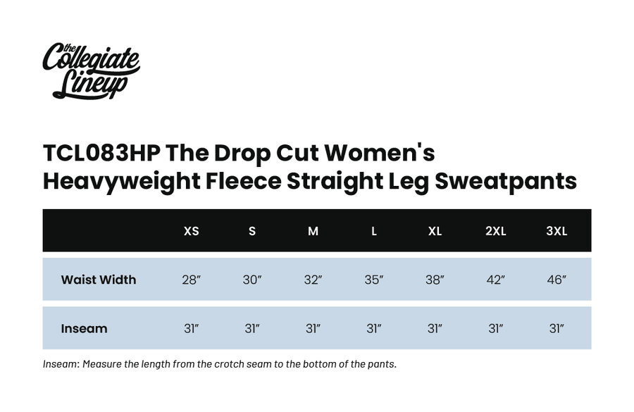 Size chart for Quiet Icon Sweatpants