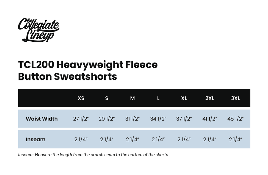 Size chart for WAFFLE KNIT SWEATSHORT