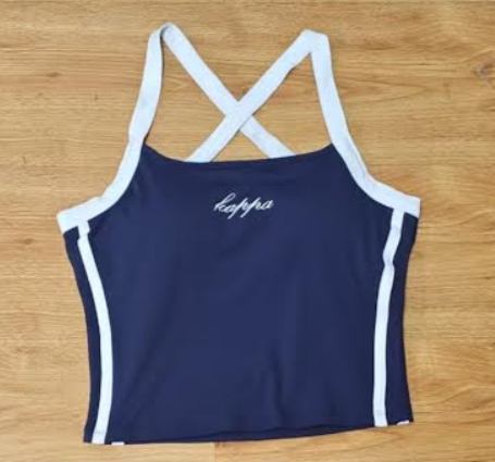 WOMEN'S CROSS BACK CONTRAST ACTIVE TANK WITH BINDING STRIPES