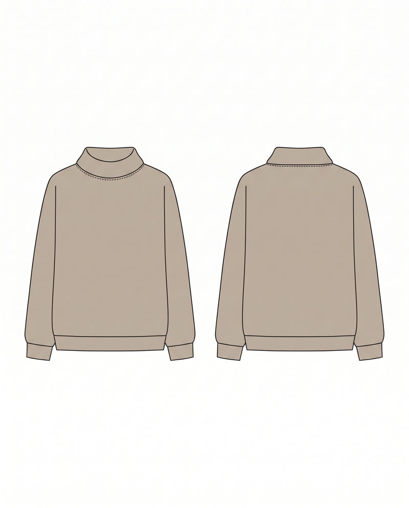 WOMEN'S ROLLOVER NECK OVERSIZED DOLMAN SWEATSHIRT