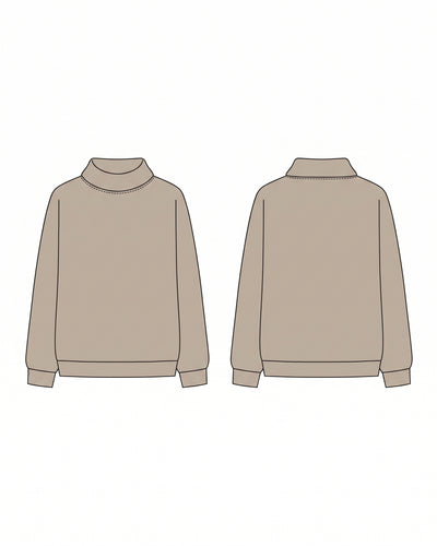 WOMEN'S ROLLOVER NECK OVERSIZED DOLMAN SWEATSHIRT