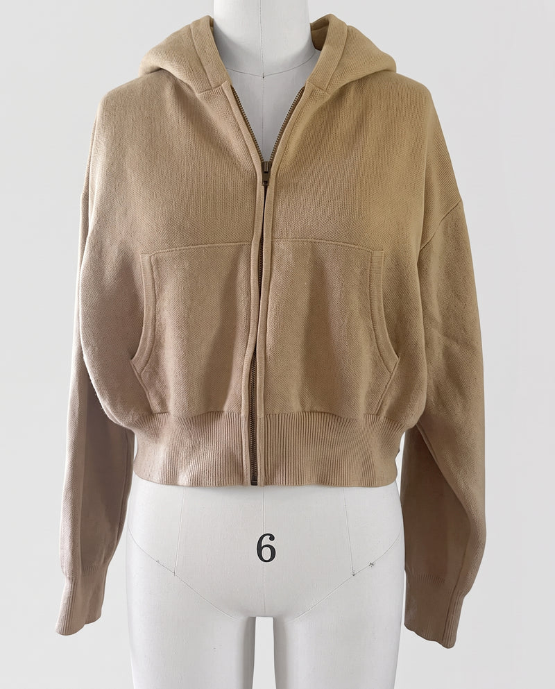WOMEN'S FRENCH TERRY CROP ZIP FRONT HOODIE