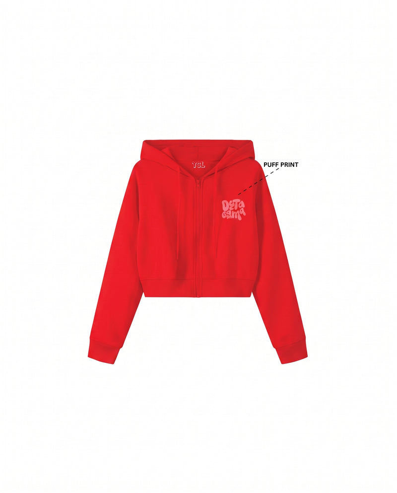 WOMEN'S CROP ZIP FRONT HOODIE