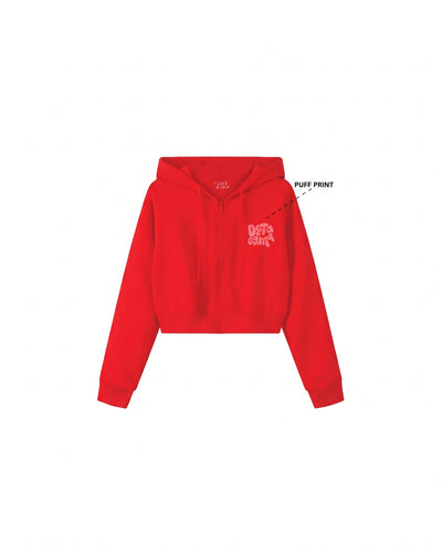 WOMEN'S CROP ZIP FRONT HOODIE