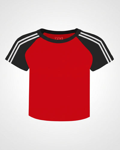 BASEBALL CROP TEE WITH RINGER STRIPES