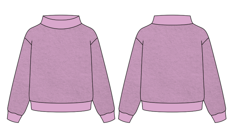WIDE MOCK NECK REVERSE FLEECE SWEATSHIRT