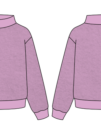 WIDE MOCK NECK REVERSE FLEECE SWEATSHIRT