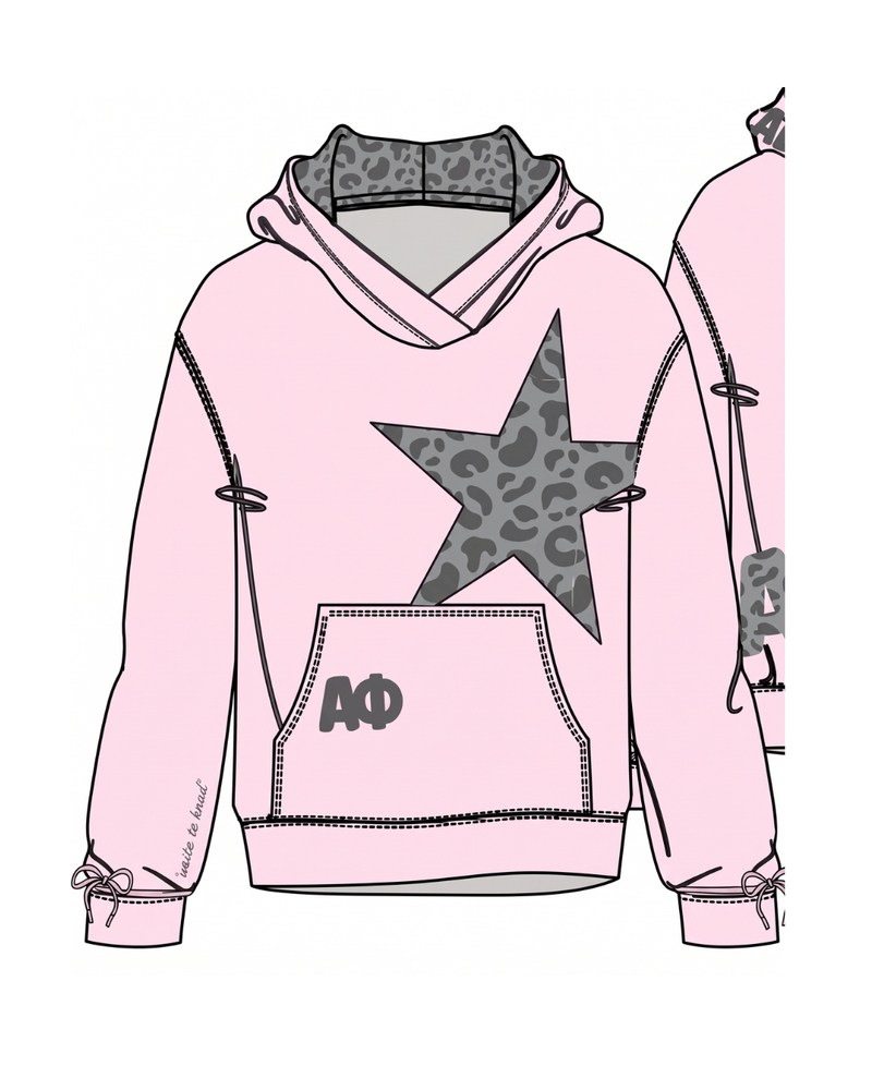 WOMEN'S FLEECE BOW SWEATSHIRT WITH PRINTED HOOD