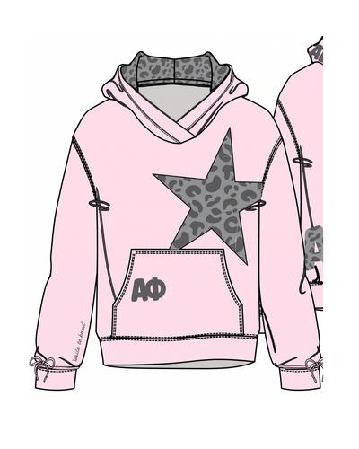 WOMEN'S FLEECE BOW SWEATSHIRT WITH PRINTED HOOD