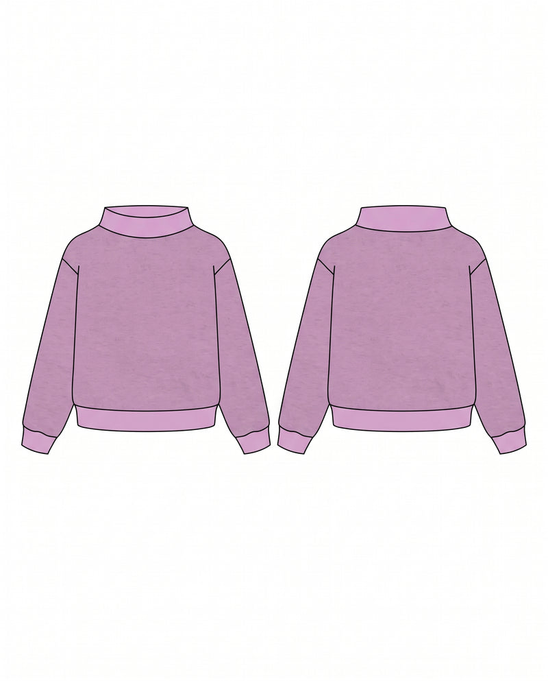 WIDE MOCK NECK REVERSE FLEECE SWEATSHIRT