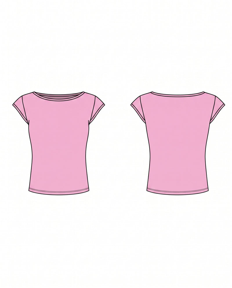 WOMEN'S BOAT NECK SHORT SLEEVE T SHIRT