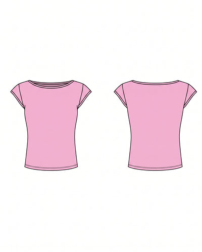 WOMEN'S BOAT NECK SHORT SLEEVE T SHIRT