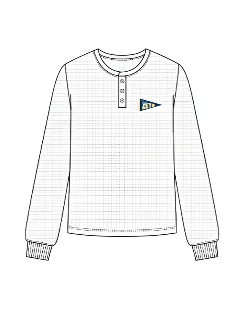WAFFLE KNIT LONG SLEEVE RELAXED HENLEY SHIRT
