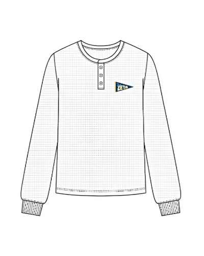 WAFFLE KNIT LONG SLEEVE RELAXED HENLEY SHIRT