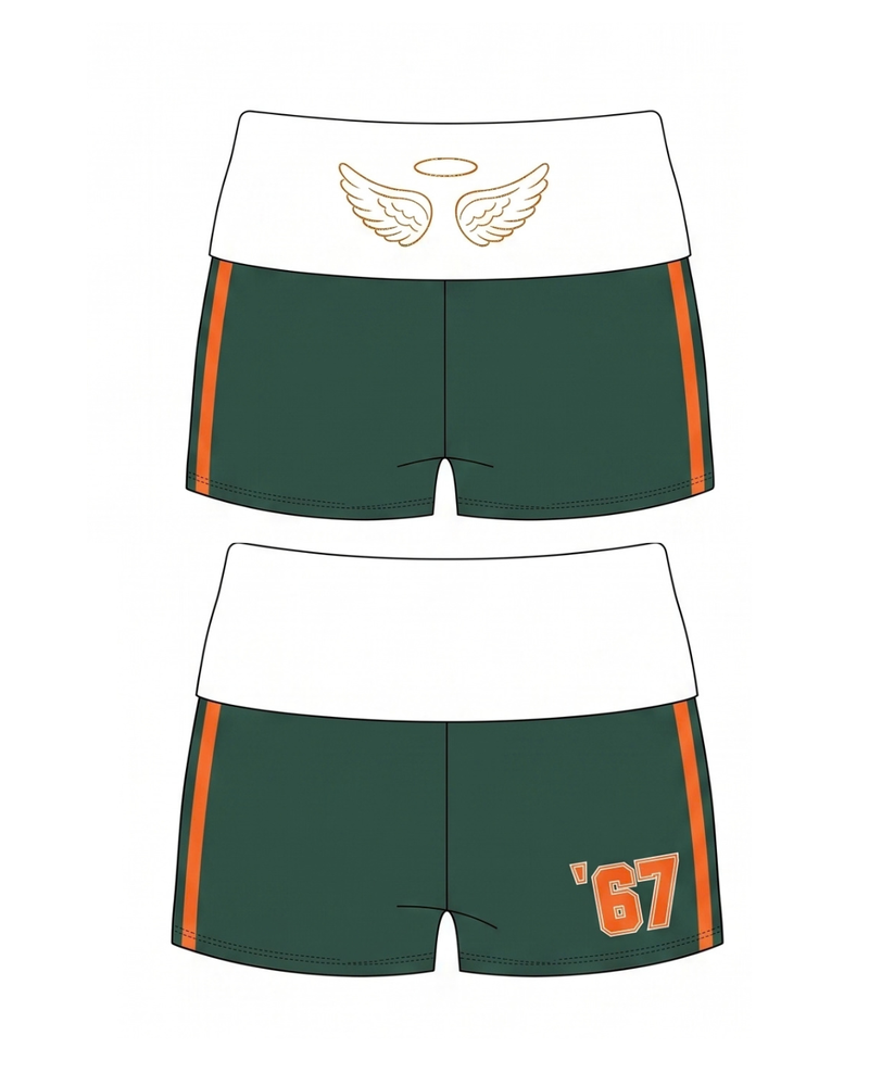 WOMEN'S FOLDOVER WAISTBAND COTTON SPANDEX SHORTS WITH BINDING STRIPES