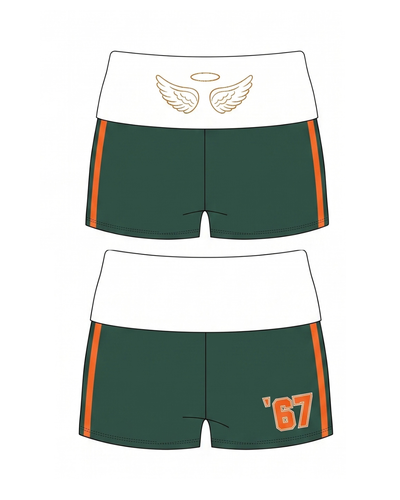 WOMEN'S FOLDOVER WAISTBAND COTTON SPANDEX SHORTS WITH BINDING STRIPES