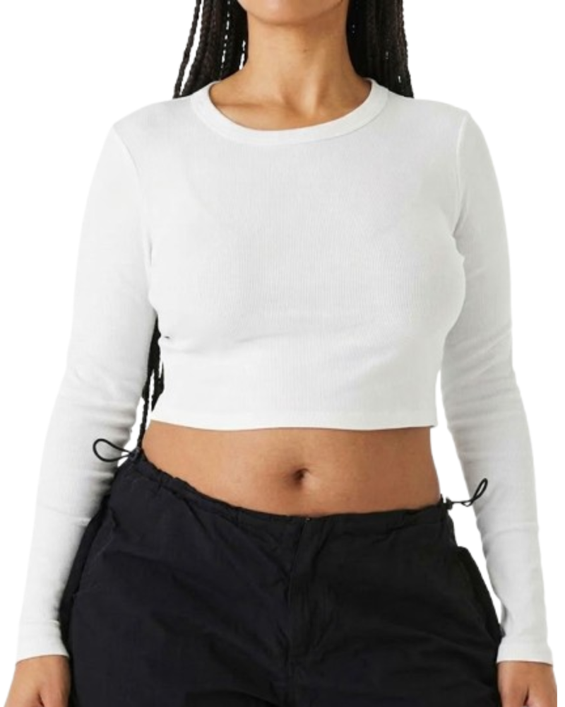 WOMEN'S RIB KNIT LONG SLEEVE BABY TEE