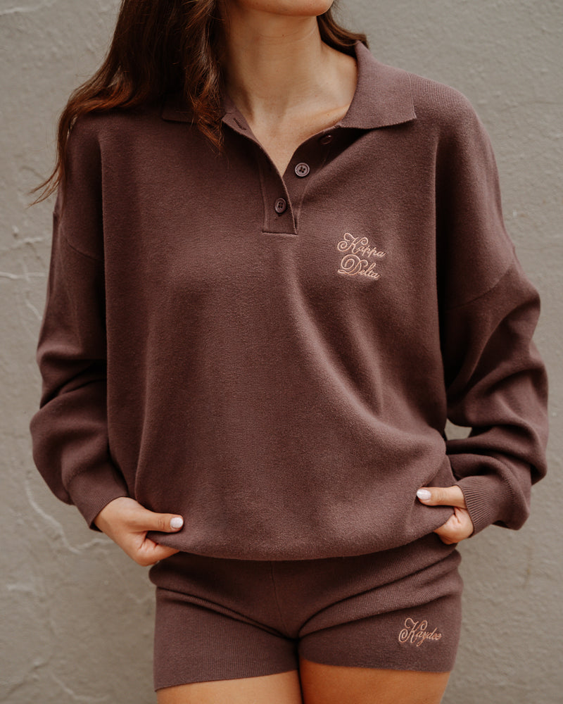 WOMEN'S OVERSIZED RIBBED SWEATER KNIT POLO