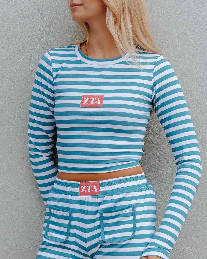 WOMEN'S COTTON SPANDEX JERSEY LONG SLEEVE CROP TEE