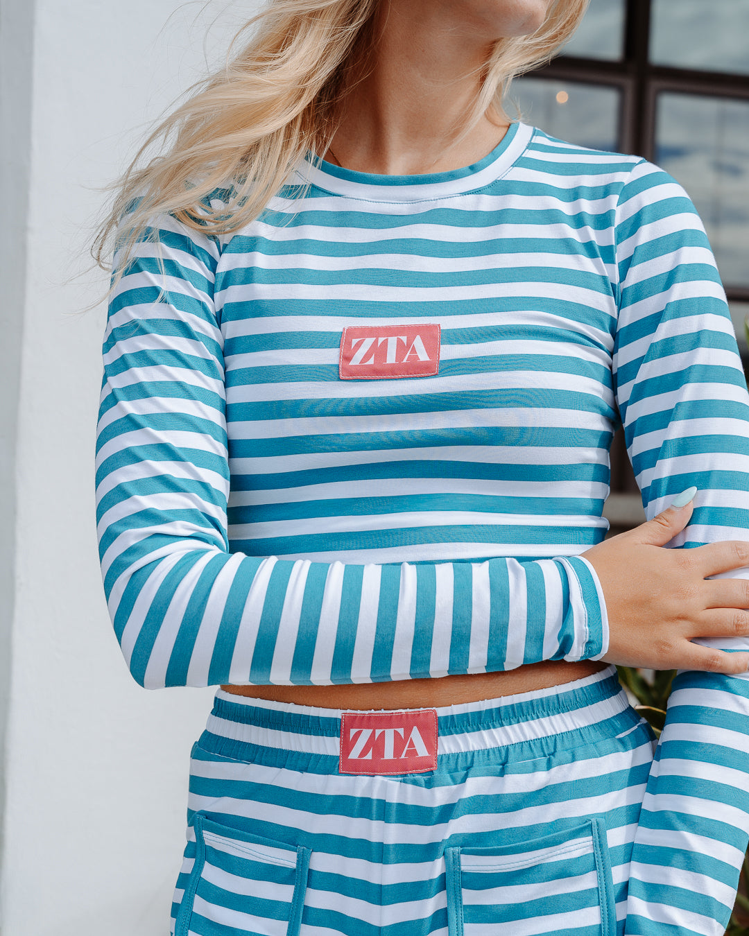 WOMEN'S COTTON SPANDEX JERSEY LONG SLEEVE CROP TEE