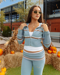 October Knit Zip-up Crop Hoodie