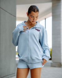 BLUEBERRY ZIP-UP MOCKNECK