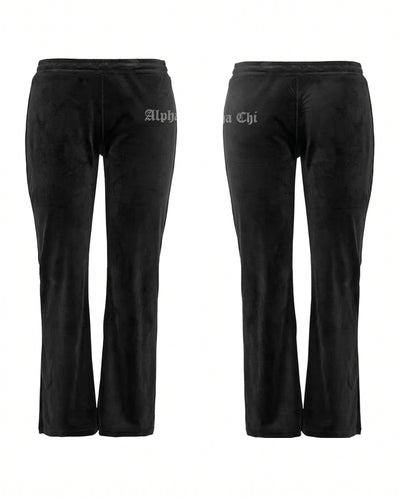 VELOUR PANT WITH RHINESTONES