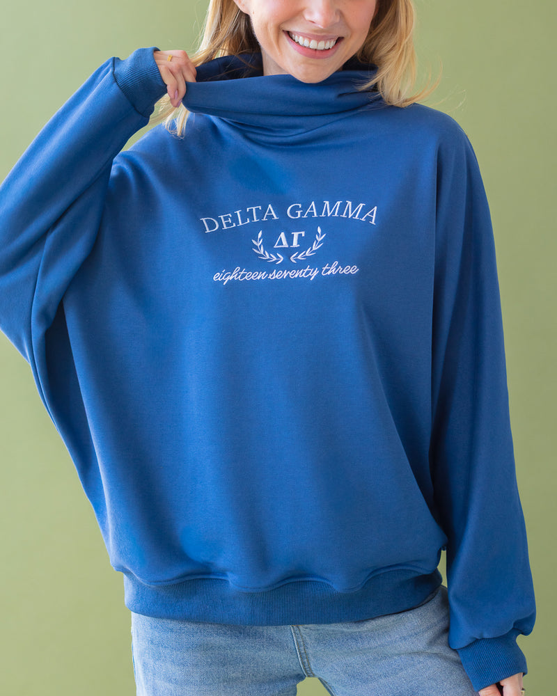 WOMEN'S ROLLOVER NECK OVERSIZED DOLMAN SWEATSHIRT