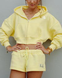 LEMON DROP ZIP-UP CROP HOODIE