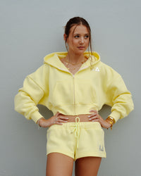 LEMON DROP ZIP-UP CROP HOODIE