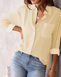 CLASSIC OFFICE STRIPE LONG SLEEVE SHIRT - Yellow