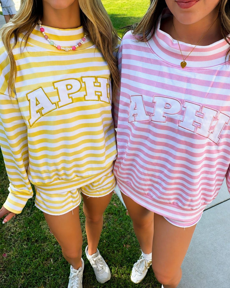 STRIPED DAYDREAM FULL LENGTH MOCK SWEATSHIRT
