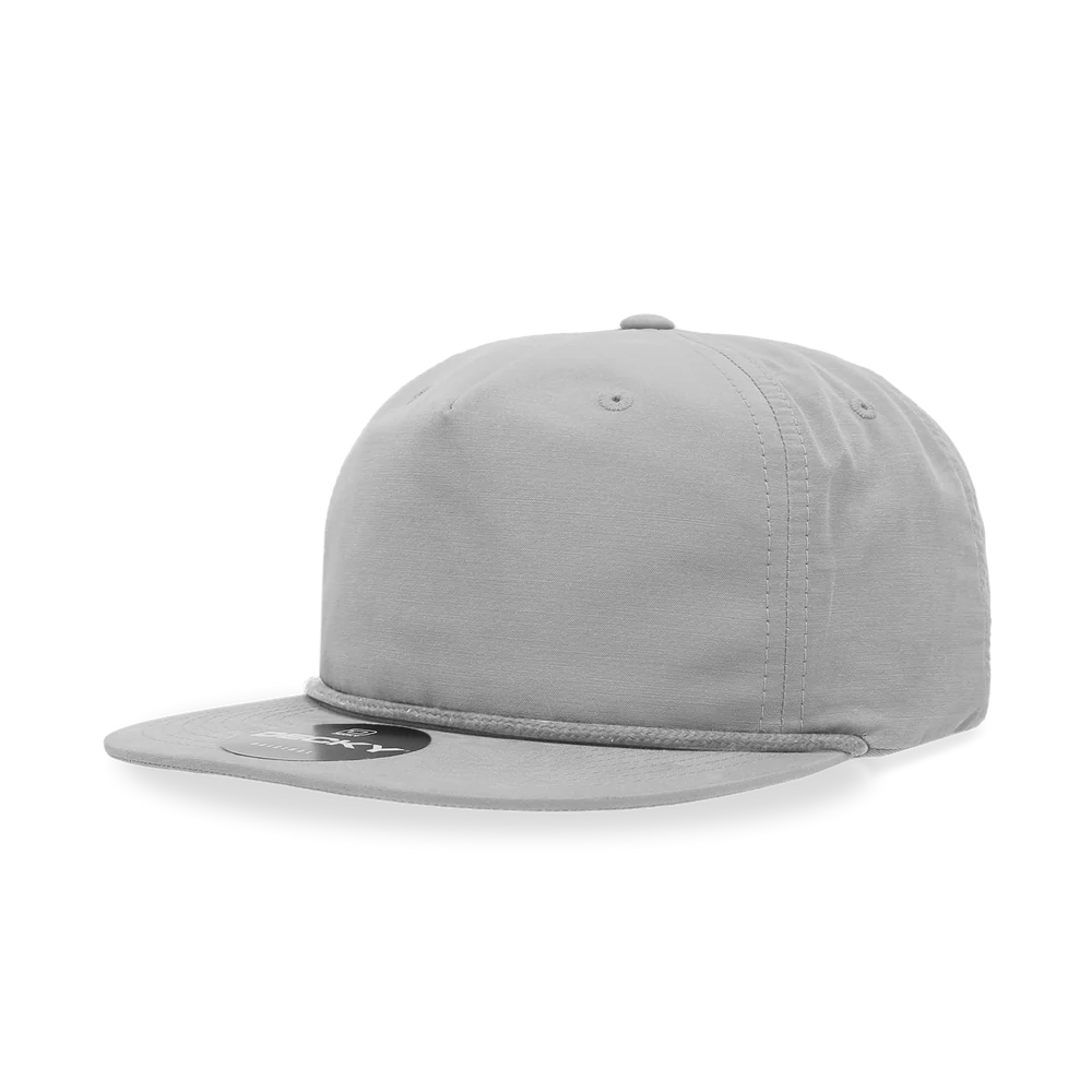 Decky - Classic Rope Cap, 5 Panel Flat Bill Hat, Snapback - Grey