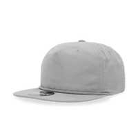 Decky - Classic Rope Cap, 5 Panel Flat Bill Hat, Snapback - Grey