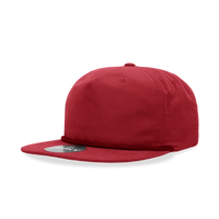 Decky - Classic Rope Cap, 5 Panel Flat Bill Hat, Snapback - Red