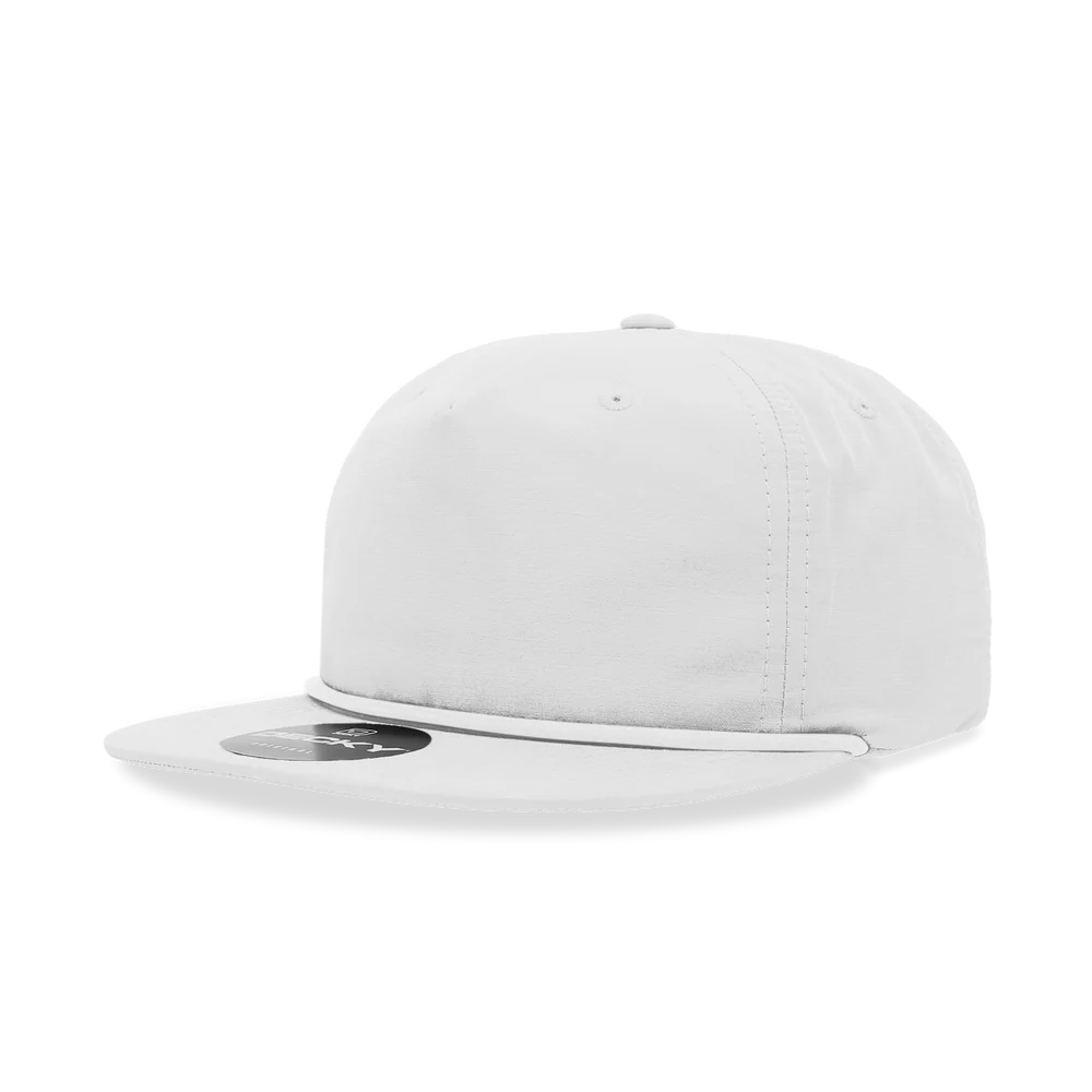 Decky - Classic Rope Cap, 5 Panel Flat Bill Hat, Snapback - White