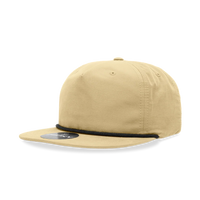 Decky - Classic Rope Cap, 5 Panel Flat Bill Hat, Snapback - Birch/Black