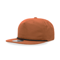 Decky - Classic Rope Cap, 5 Panel Flat Bill Hat, Snapback - Burnt Orange/Black