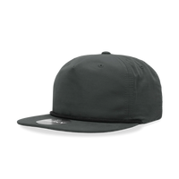 Decky - Classic Rope Cap, 5 Panel Flat Bill Hat, Snapback - Charcoal/Black