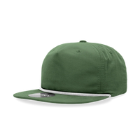 Decky - Classic Rope Cap, 5 Panel Flat Bill Hat, Snapback - Forest/White