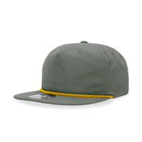Decky - Classic Rope Cap, 5 Panel Flat Bill Hat, Snapback - Loden/Amber Gold