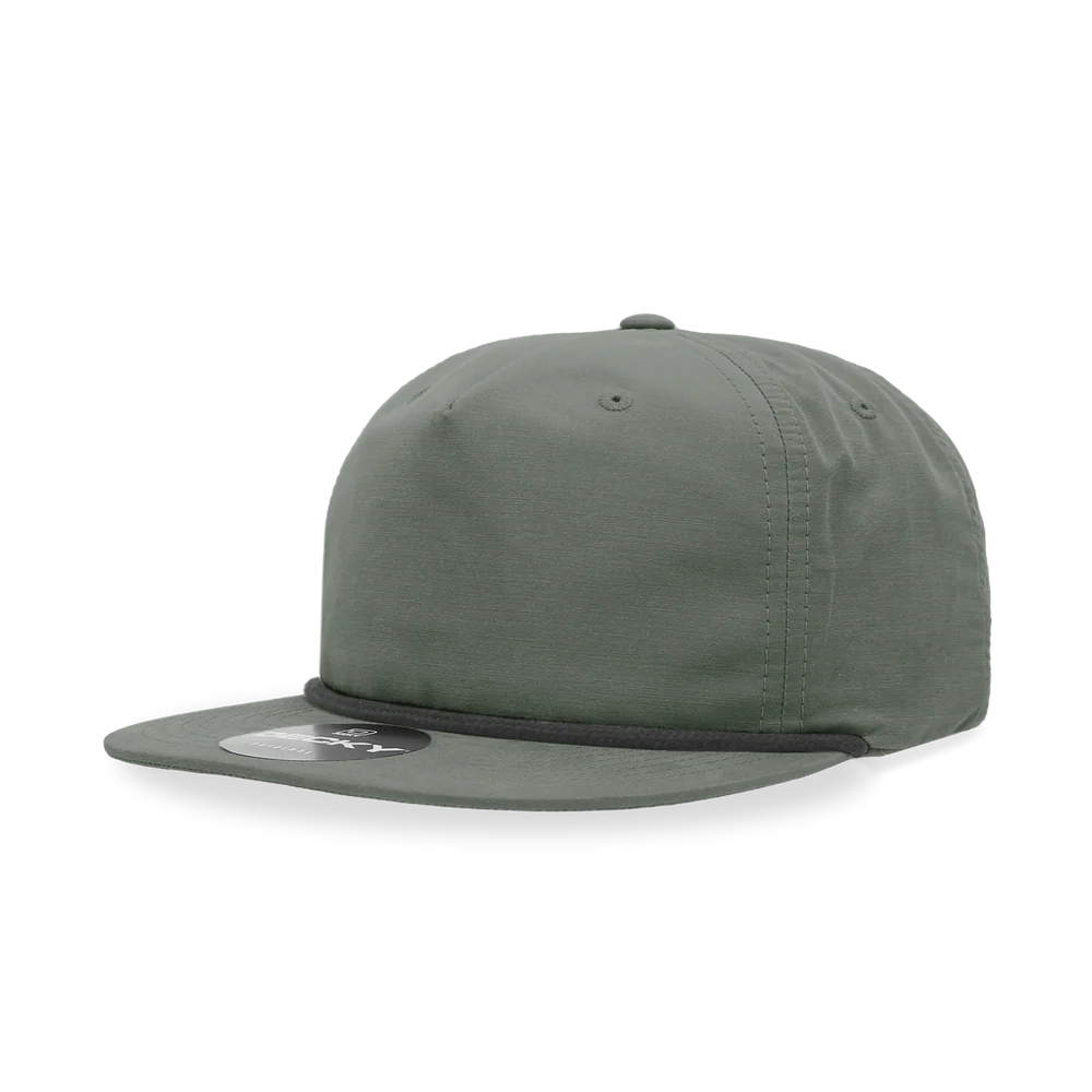 Decky - Classic Rope Cap, 5 Panel Flat Bill Hat, Snapback - Loden/Black