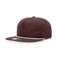 Decky - Classic Rope Cap, 5 Panel Flat Bill Hat, Snapback - Maroon/White