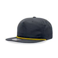 Decky - Classic Rope Cap, 5 Panel Flat Bill Hat, Snapback - Navy/Gold