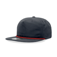 Decky - Classic Rope Cap, 5 Panel Flat Bill Hat, Snapback - Navy/Red