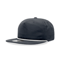 Decky - Classic Rope Cap, 5 Panel Flat Bill Hat, Snapback - Navy/White