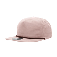Decky - Classic Rope Cap, 5 Panel Flat Bill Hat, Snapback - Peach/Maroon