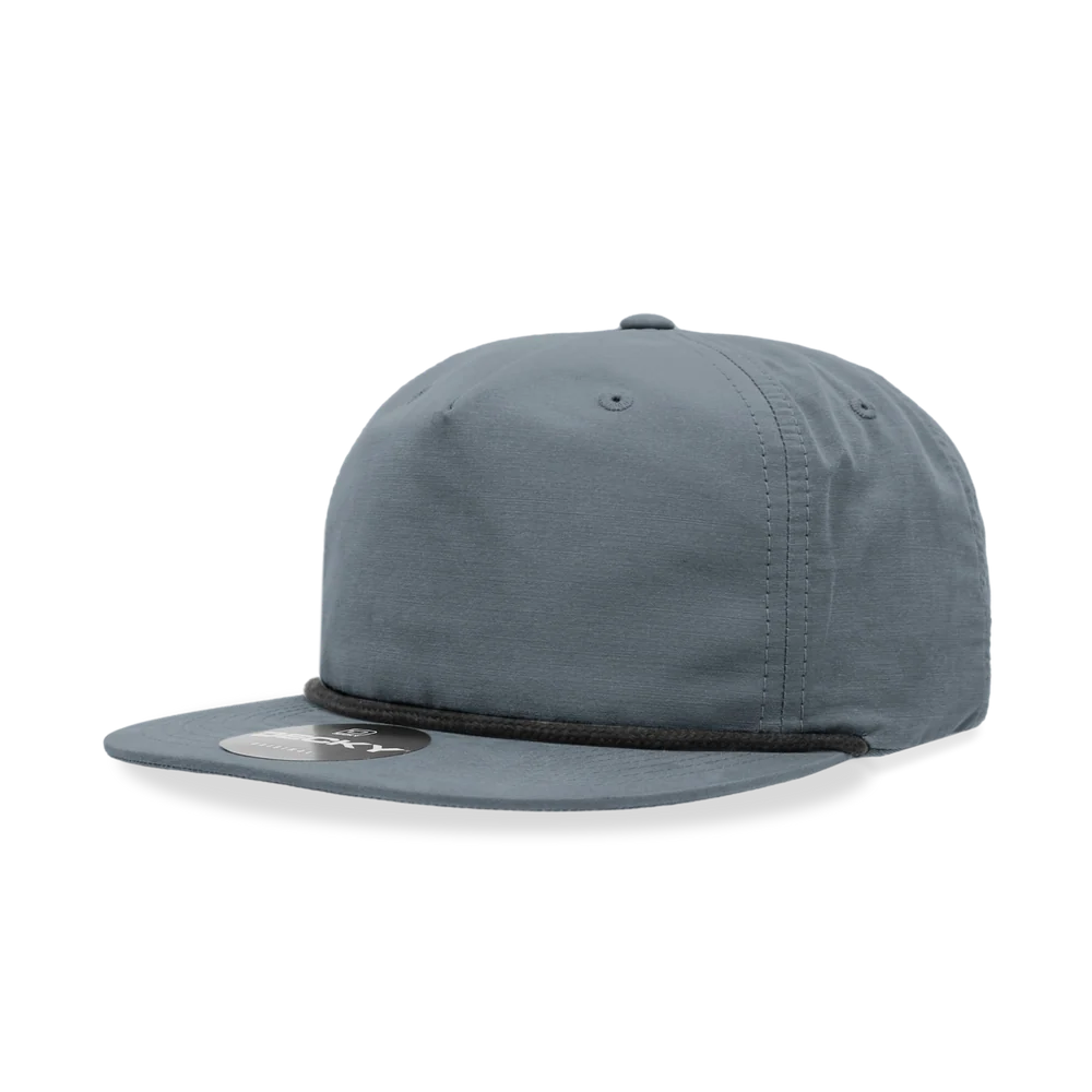 Decky - Classic Rope Cap, 5 Panel Flat Bill Hat, Snapback - Sky/Black