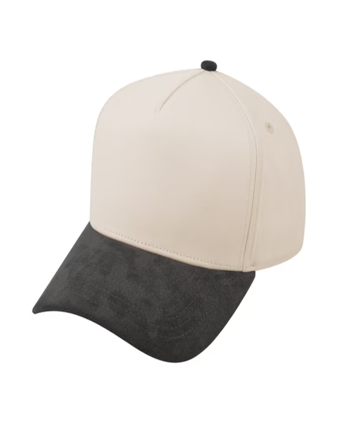 TOPTIE 5 PANEL TRUCKER CAP SNAPBACK MID PROFILE COTTON SUN HAT - Suedette Dark Grey / Beige