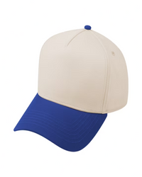 TOPTIE 5 PANEL TRUCKER CAP SNAPBACK MID PROFILE COTTON SUN HAT - Royal Blue/ Beige